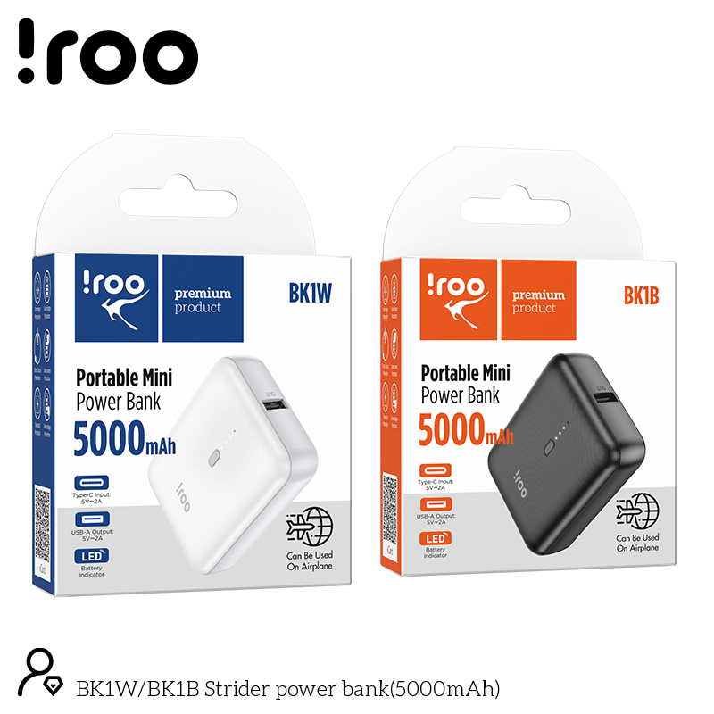 iRoo BK1B | Strider Power Bank 5000mAh - Black