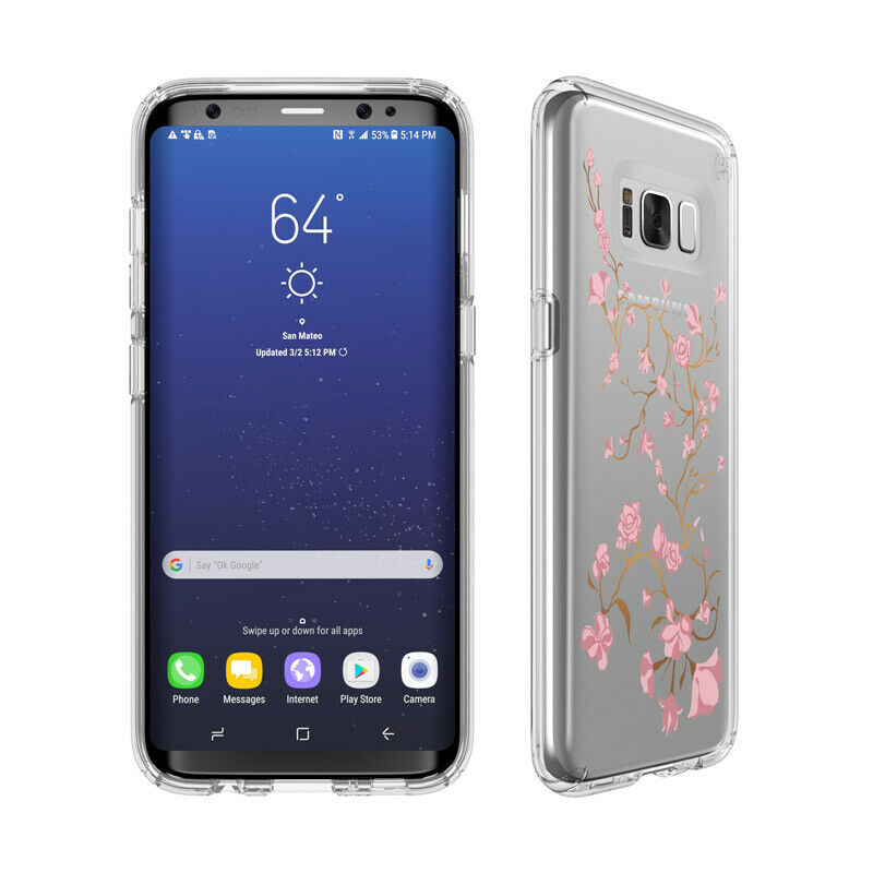 [L:B2-3] Speck Presidio Clear + Print | Samsung S8 - Golden Blossom Pink