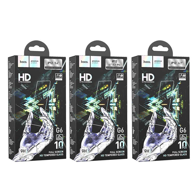 Hoco G6 [Box of 10pcs] | HD Tempered Glass - iPhone 12 (6.1)