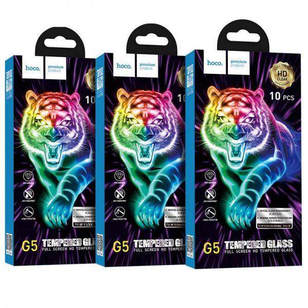 Hoco Tiger G5 [Pack of 10pcs  $1/unit] Full 3D Glass | iPhone 7/8/SE 20202022 - Black Frame