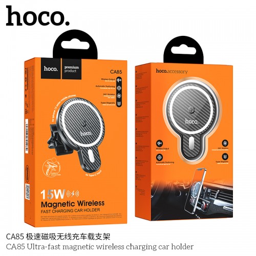 Hoco CA85 Carbon | 15W Magnetic Wireless Air Vent Charger Holder (Universal)