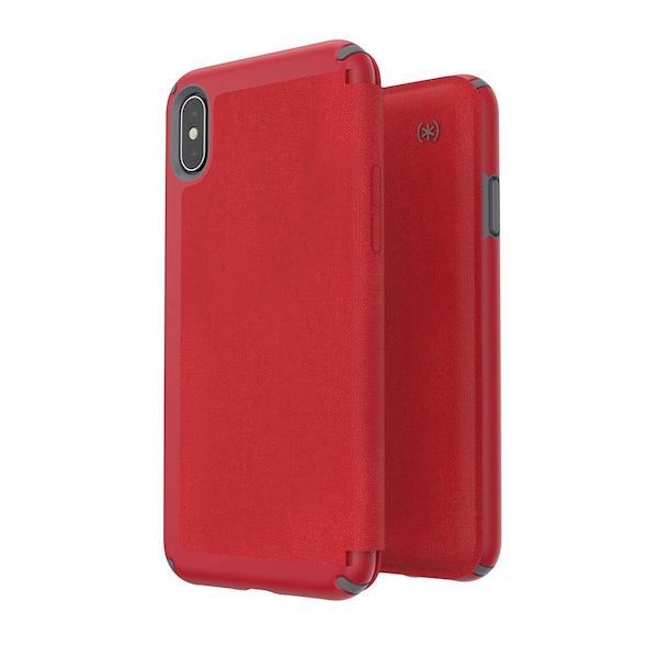 IPHONE XS MAX SPECK PRESIDIO CARD FOLIO CASE - RED/GREY