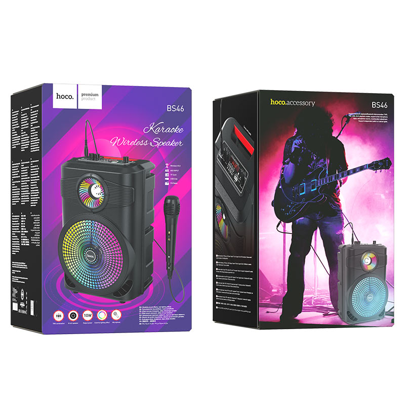 Hoco BS46 | Karaoke LED Wireless Speaker /w Mic - 3 hrs battery