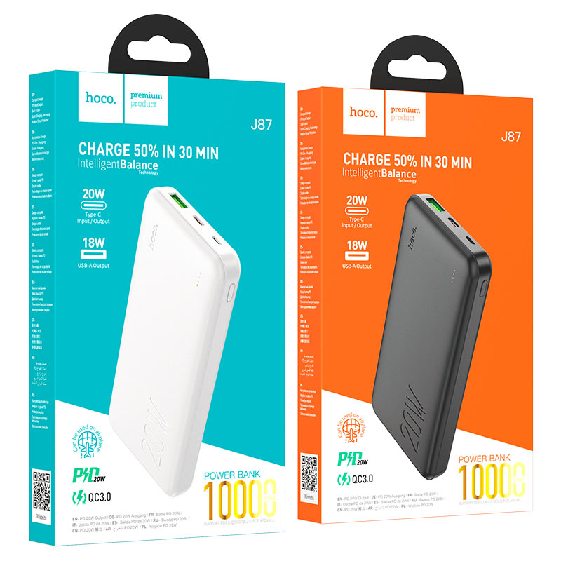 Hoco J87 | Tacker PD20W+QC3.0 power bank(10000mAh)