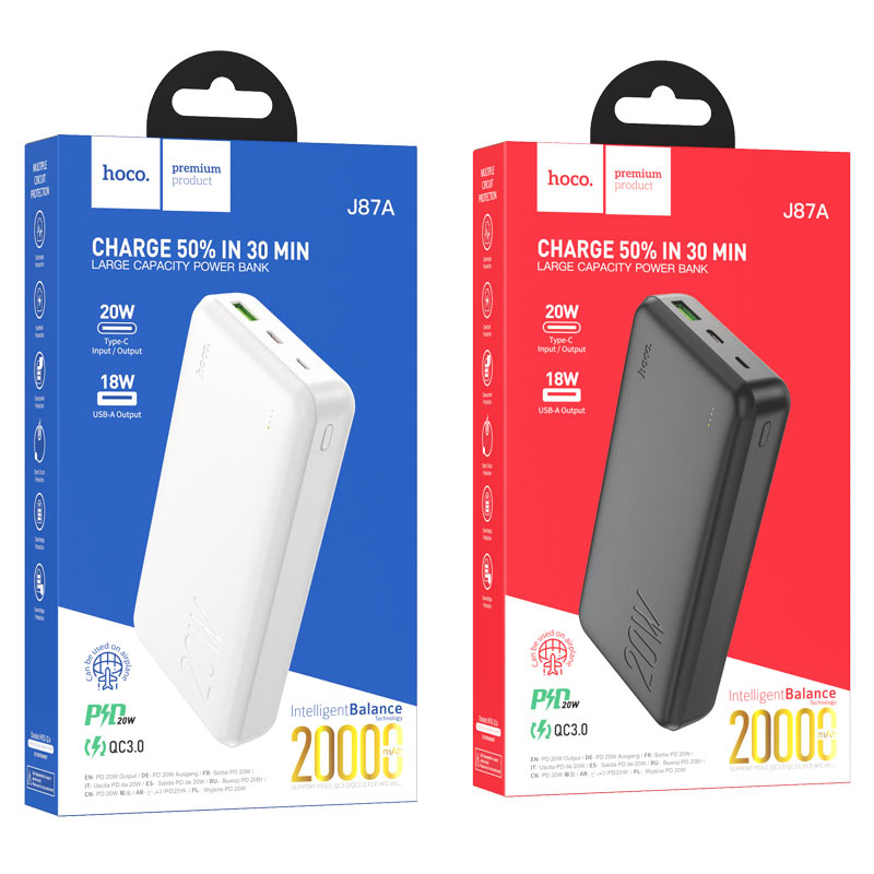 Hoco J87A | Tacker PD20W+QC3.0 power bank(20,000mAh)