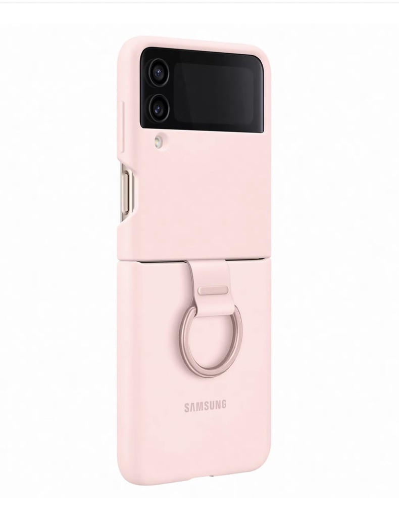 Original Samsung Galaxy Z Flip 4 Silicone Cover /w Ring - Pink Gold
