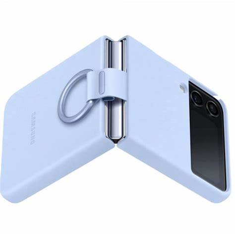 Original Samsung Galaxy Z Flip 4 Silicone Cover /w Ring - Arctic Blue