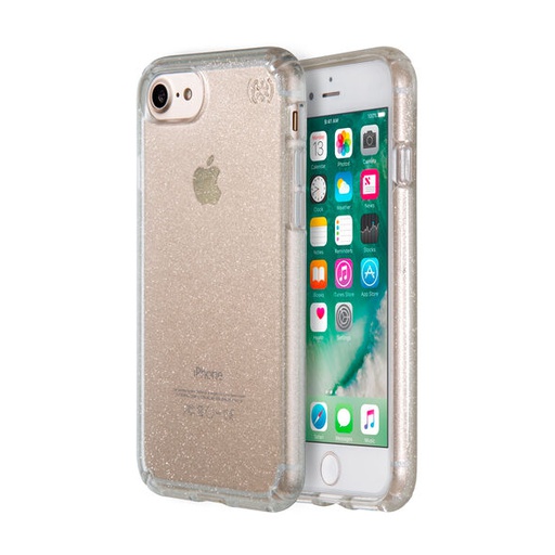 [79989-5636] Speck Presidio Clear + Glitter | iPhone 7/8/SE 2020 – CLEAR/GOLD GLITTER