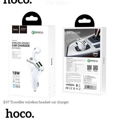 [E47] Hoco E47 | Traveller Wireless Headset + Car Charger