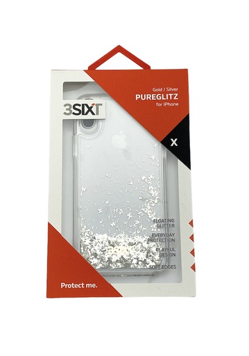 [BC-31423] 3SIXT PureGlitz Waterfall | iPhone X/Xs - Silver