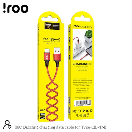 [B8C] iRoo B8C | Super Strong Dazzling USB Cable - Type-C