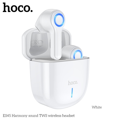 [ES45W] HOCO ES45 TWS | Bluetooth 5.0 True Wireless Earbuds With Charging Case - White