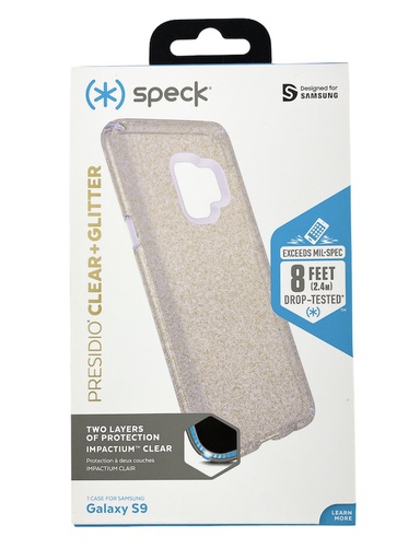 [109511-7062] Speck Presidio Clear+Glitter | Samsung Galaxy S9 - Purple Glitter