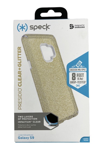 [109511-5636] Speck Presidio Clear+Glitter | Samsung Galaxy S9 - Gold Giltter