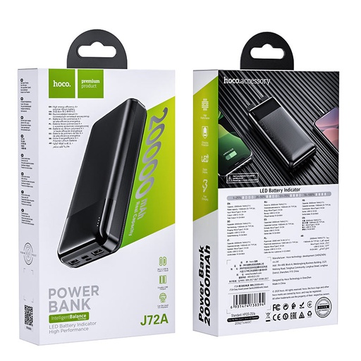 [J72A-B] Hoco J72A | 20,000mAh Power bank 4 ports (2xType-A, 2xType-C)