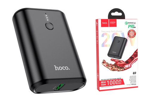 [Q3-B] Hoco Q3 PD 20W 10,000mAh (New 27100 Battery, Compact Size High Capacity) | Dual Ports Power Bank (1x PD Type-C, 1xQC3.0 Type-A)