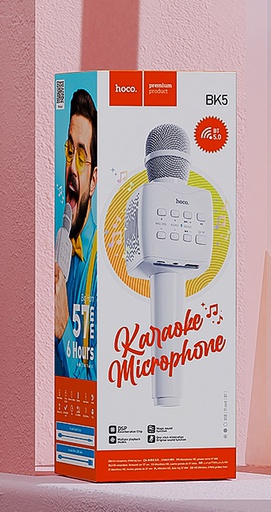 [BK5] Hoco BK5 | Bluetooth 5.0 Karaoke Microphone, 6hrs Battery - White