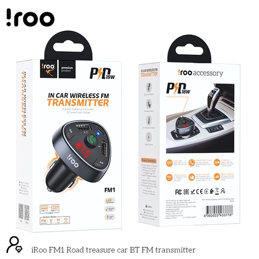 [FM1] iRoo FM1 | PD 18W Bluetooth FM Transmitter /w Mic