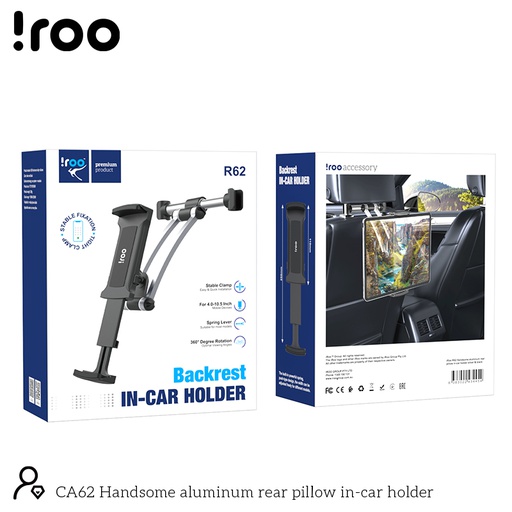 [R62] iRoo R62 Aluminium Frame  | Universal Phone/Tablet Backrest in-car Holder - 4-11 inch