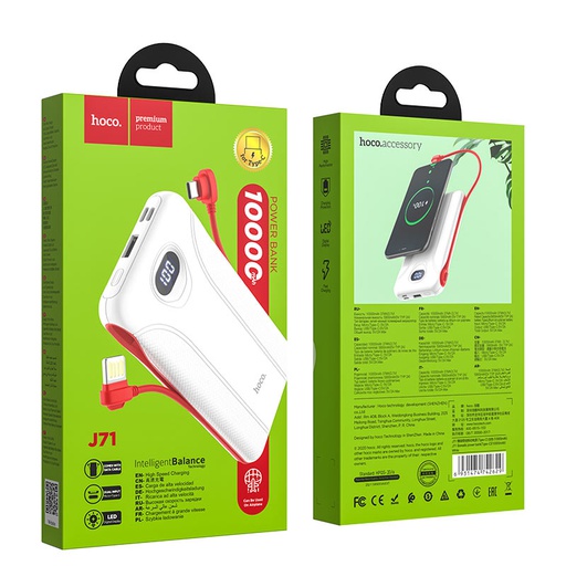 [J71] Hoco J71 | 10,000mAh Powerbank /w in-built cables