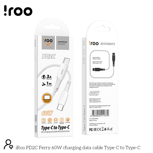 [BC-32504] iRoo PD2C | 60W USB Type-C to Type-C Cable