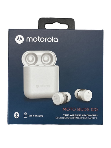 [MOTOBUDS120WHT] Motorola Buds 120 | True Wireless Headphones (Type-C Charging, 17hr Talk) - White