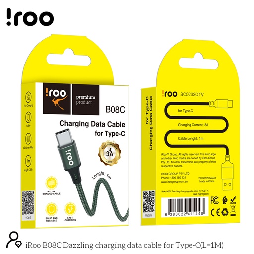 [B08C] iRoo B08C | Type-C USB Cable - 1 Meter [small packaging]