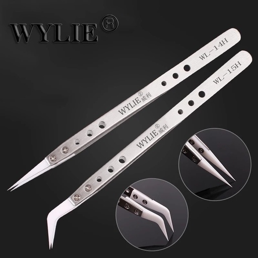 [BC-32820] WYLIE WL-15H | Stainless Steel Ceramics Tweezers - Curved Head
