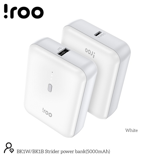 [BK1W] iRoo BK1W Mini | Strider Power Bank 5000mAh - White