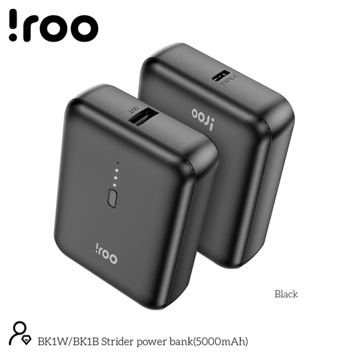 [BK1B] iRoo BK1B Mini | Strider Power Bank 5000mAh - Black