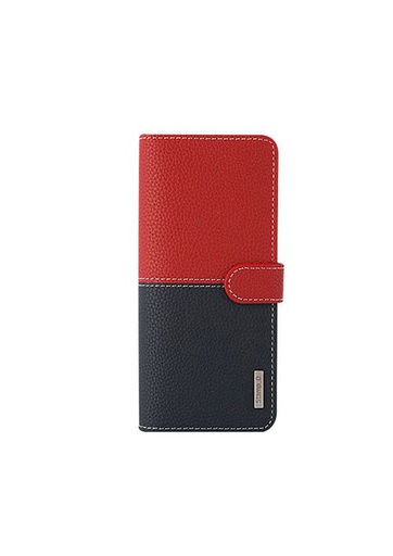 [BC-30535] Korean Stamp D Folio | Universal 5.5-6.5 inch - Navy/Red