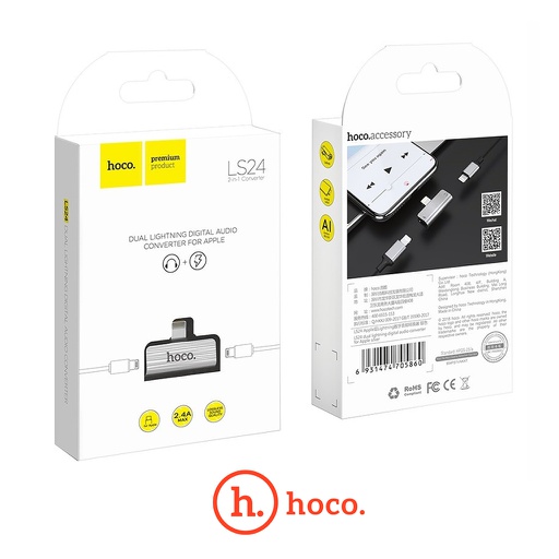 [LS24] HOCO LS24 | Dual Lightning Digital Audio Charging Adapter