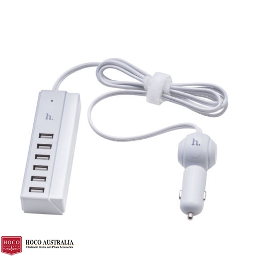 [UC601] HOCO UC601 | 12-24V 13A 6 USB Ports Car Charger - White